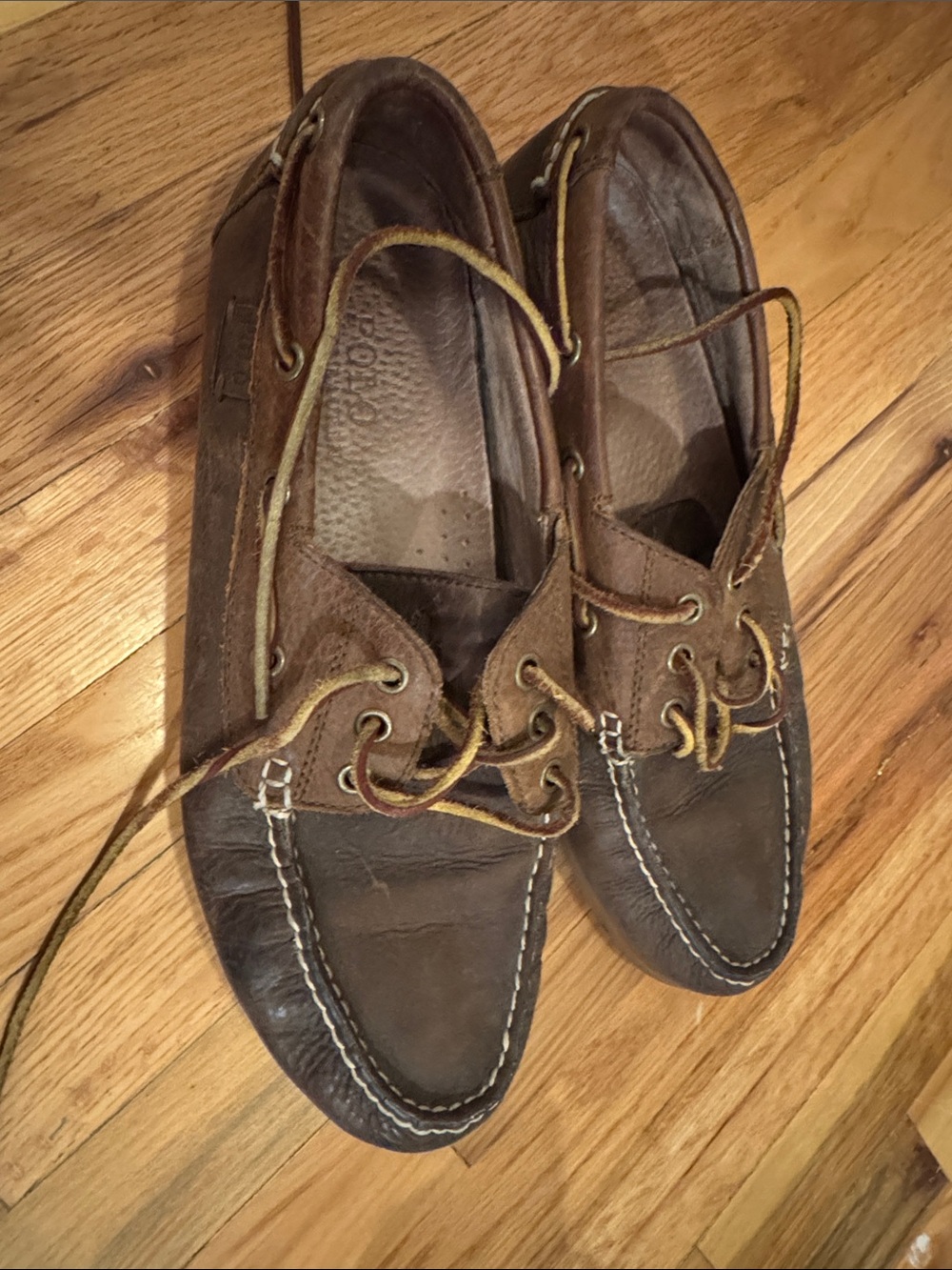 Polo by Ralph Lauren Brown Leather Boat Shoes - Two-Tone Moc Toe
